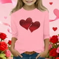 thumbnail image 1 of Girls Pink Glitter Heart Cold Shoulder Top, Soft Stretch 3/4 Sleeve Casual Shirt with 95% Polyester for Active Kids 4-12 Years,Size 9-10T, 1 of 5