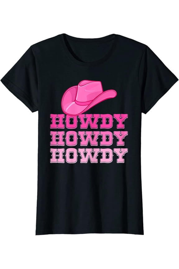 Girls Pink Howdy Shirt Cowgirl Western Country Rodeo T-Shirt