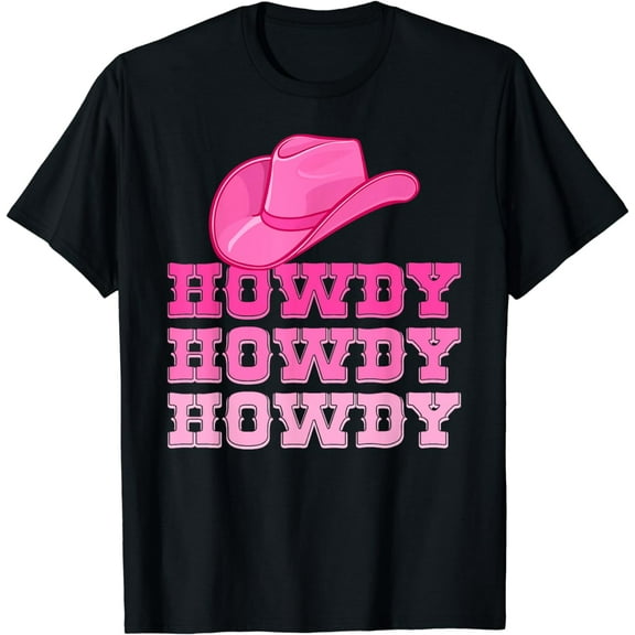 Girls Pink Howdy Shirt Cowgirl Western Country Rodeo T-Shirt