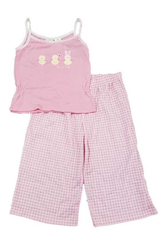 Girls Pink I'm All Ears Chick Pajamas Tank Top & Checkered Pants Sleep Set XS