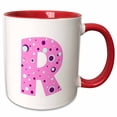 thumbnail image 1 of 3drose, Girls Pink Letter R, 15oz Two-tone Red Mug, 1 of 6