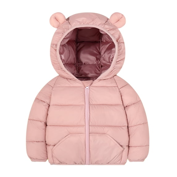 Girls Pink Lightweight Puffer Jacket Water Resistant Kids Quilted Coat with Hood Machine Washable,Size 5 T