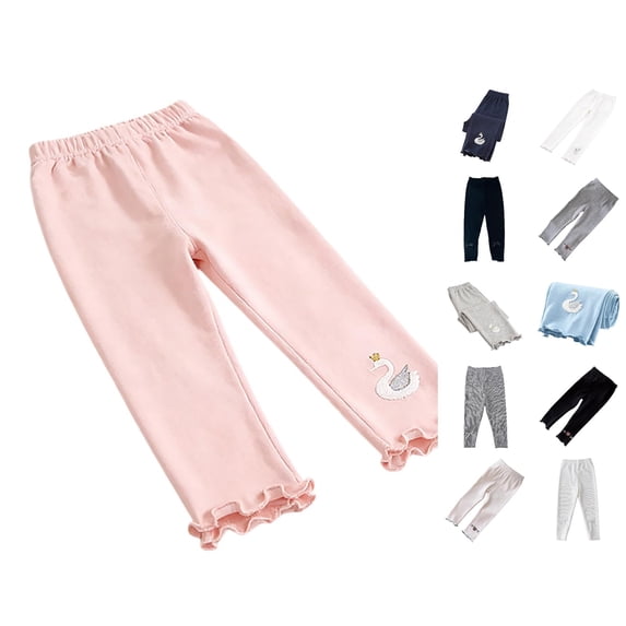 Girls Pink Pants Lounge Soft Athletic Performance Casual Full Length Basic Leggings Stretchy Legging Footless Tight Pants 5-6 Years