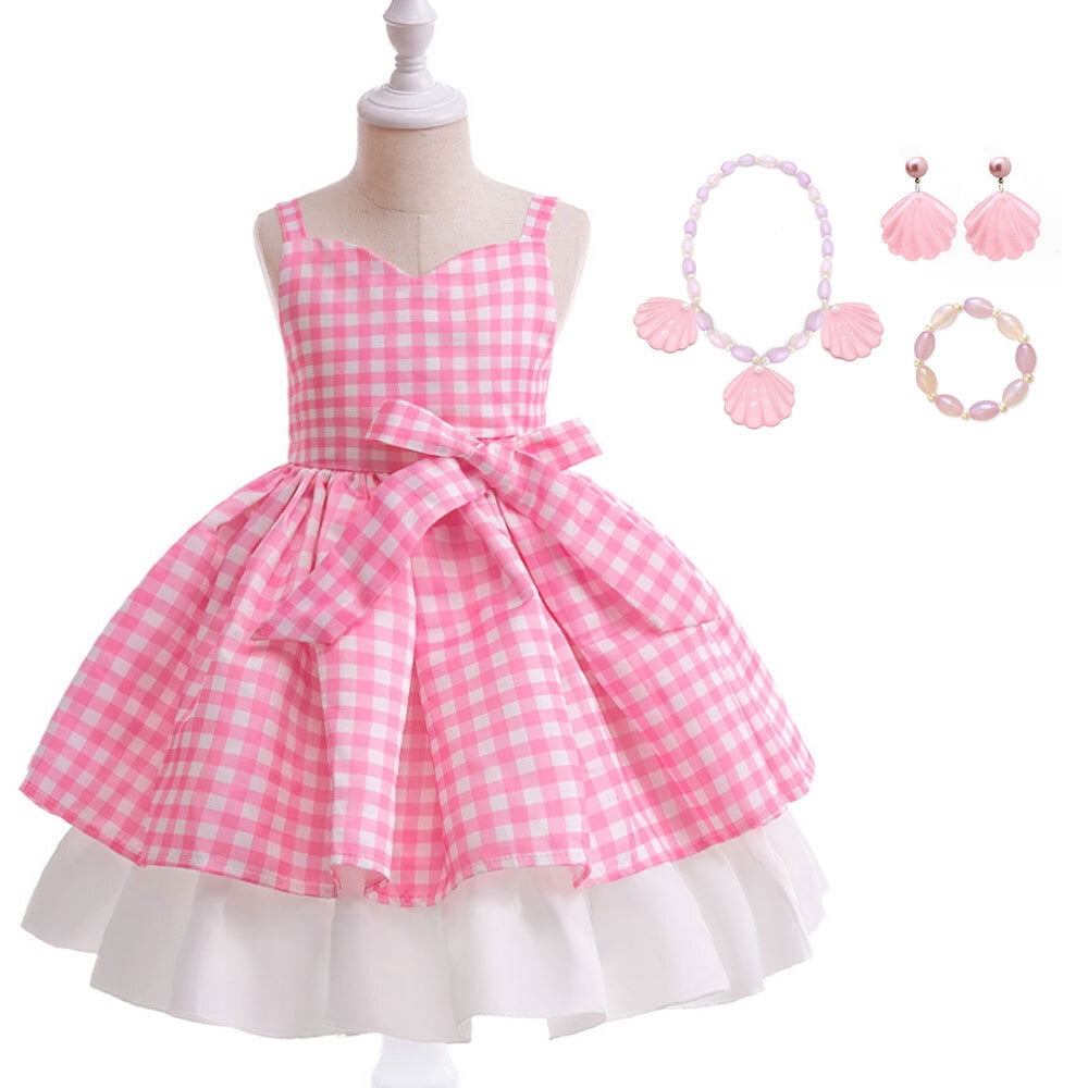 Adorable Pink Gingham Dress For Baby Girls – Summer & Birthday Outfit, Princess Style For Halloween & Cosplay