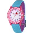 thumbnail image 1 of Girls' Pink Plastic Time Teacher Watch, Reversible Blue and Pink Elastic Nylon Strap, 1 of 6