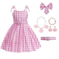 thumbnail image 1 of Girls Pink Purple Plaid Costume Dress Halloween Doll Cosplay Dress Up, 3-9 Year, 1 of 8