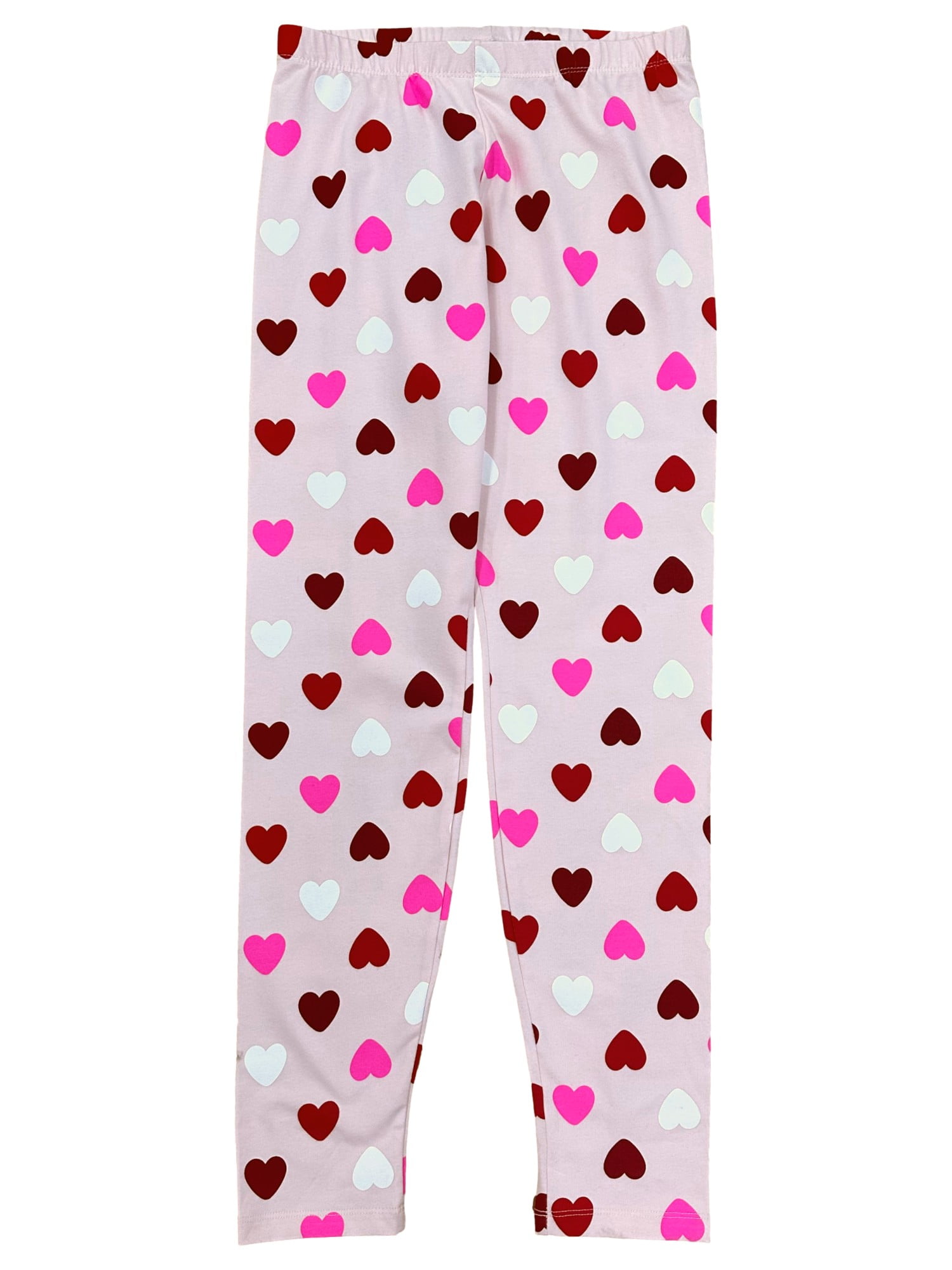 Girls Pink Red & White Hearts Valentines Day Leggings Pants X-Large (14/16)