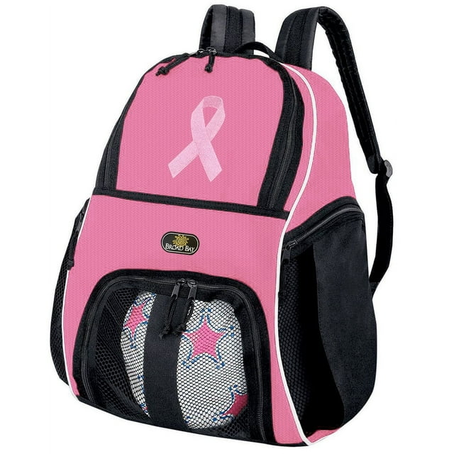 Girls Pink Ribbon Soccer Backpack or Womens Pink Ribbon Volleyball Bag
