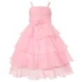 thumbnail image 1 of Girls Pink Rosette Flower Adorned Extravagant Dress 10/11, 1 of 2
