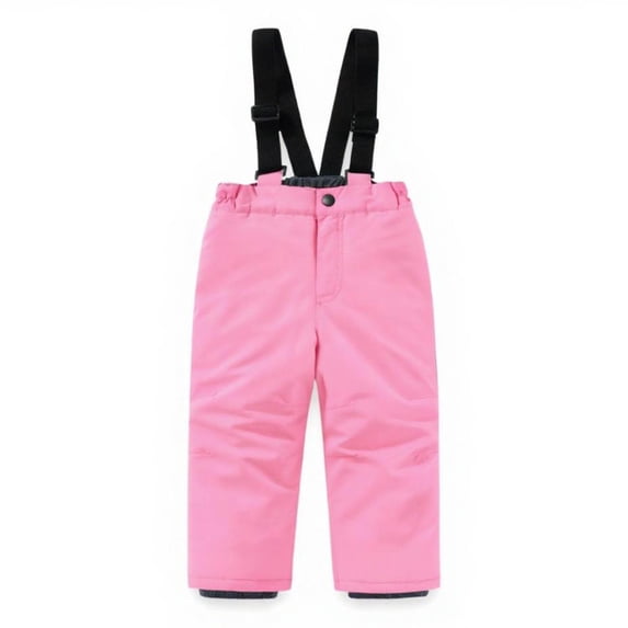 Girls Pink Snow Pants Water Resistant Insulated Kids Winter Ski Pants with Adjustable Suspenders,Size 9-10T