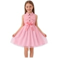 thumbnail image 1 of Girls Pink Tulle Dress for Easter Flower Girl Party, Sleeveless Collared Tutu Dress Kids to Big Girl Machine Washable,Size 8-9 T, 1 of 7