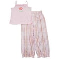 thumbnail image 1 of Girls Pink Upsa-Daisy Pajamas Ruffled Tank Top & Striped Pants 2 Pc Sleep Set M, 1 of 1