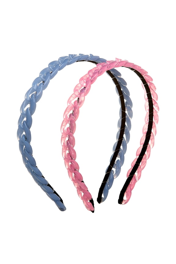Girls Pink and Blue Two Pack Resin Chain Link Thin Headbands