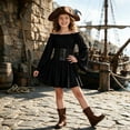 thumbnail image 1 of Girls Pirate Style Dress with Corset Belt for Halloween Party Dress Up Clothes Themed Party Role Play Pretend Play Outfit, 1 of 8
