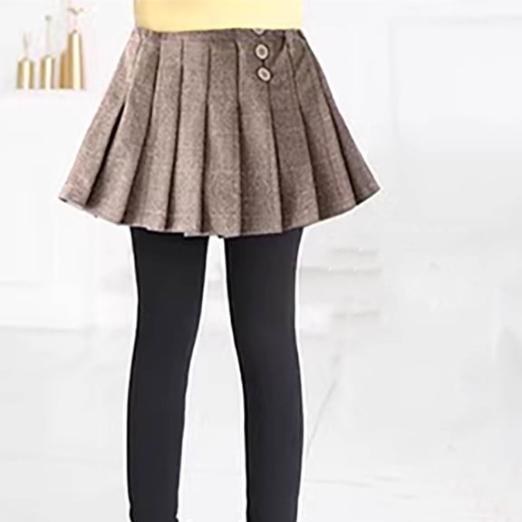 Girls' Plaid Fake Two-Layer Skirt Leggings, Thin Knit Pants for Children in Spring and Fall, Versatile Skirt Alternative, Limited Time Offer Under 10 Dollars