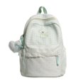 thumbnail image 1 of Girls Plaid Lace Trim Backpack, Compact Daily Bookbag With Lace Trim & Dual Side Pockets, Sweet Stylish Design For School & Office Use (Green), 1 of 5