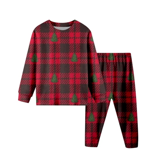 Girls Plaid Pajamas Set Sleep Shirt and Pants 2 PC Cozy Nightwear Winter Children's Pajamas Set 3-4 Years