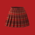 thumbnail image 1 of Girls Plaid Pleated Mini Skirts High Waist a Line Ruffle Flare School Uniform Skirt Girls Ballets Tutus Skirt Wine 10Y, 1 of 5