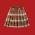 thumbnail image 1 of Girls Plaid Pleated Mini Skirts High Waist a Line Ruffle Flare School Uniform Skirt Long a Line Skirts Girls Coffee 6Y, 1 of 6