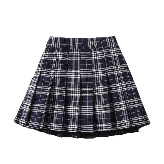 Girls Plaid Pleated Skirt with Elastic Waist A Line Mini Skater Skirt for School Uniform and Daily Wear