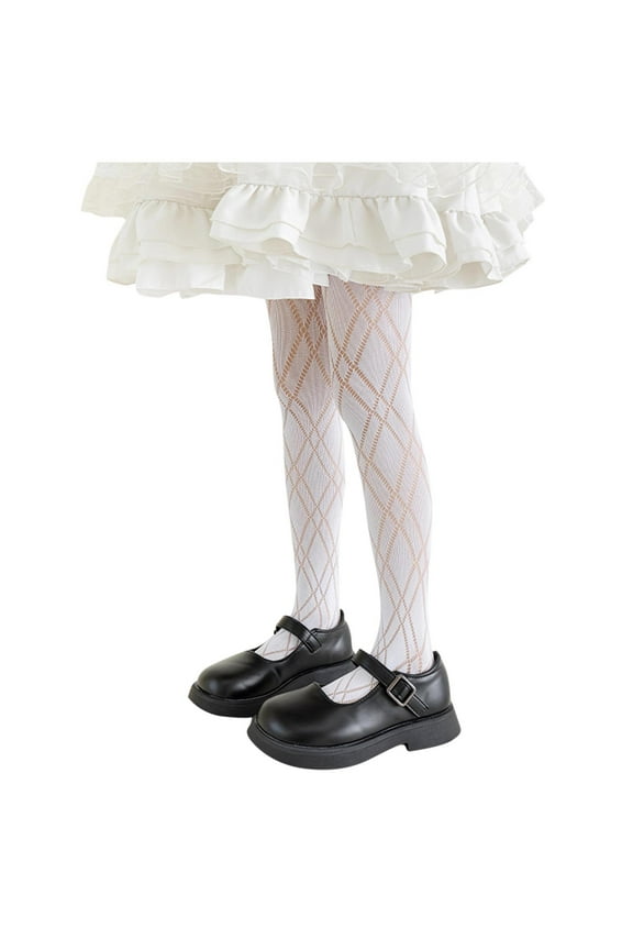 Girls Plaid Sheer Mesh Stockings Y2K Hollow Out Breathable Mosquito Proof Pants Thigh High Pantyhose for 0-13 Years