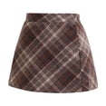 thumbnail image 1 of Girls Plaid Skirts Soft Woolen High Waisted Mini Short Skirts Cute School Uniform for Fall Spring Winter (10 Years, Coffee 01), 1 of 4