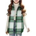 thumbnail image 1 of Girls Plaid Vest Flannel Sleeveless Shacket Shirt Jacket with Pockets Fall Button Front Casual Fashion Jackets Green, 14-15 Years, 1 of 7