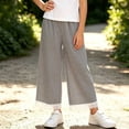 thumbnail image 1 of Girls Plaid Wide Leg Pants Elastic Waist Casual Loose Fit Trousers with Lace Trim Hem for Kids Summer Spring Everyday Wear Flattering Boho Style Flowy Lounge Pants, 1 of 6