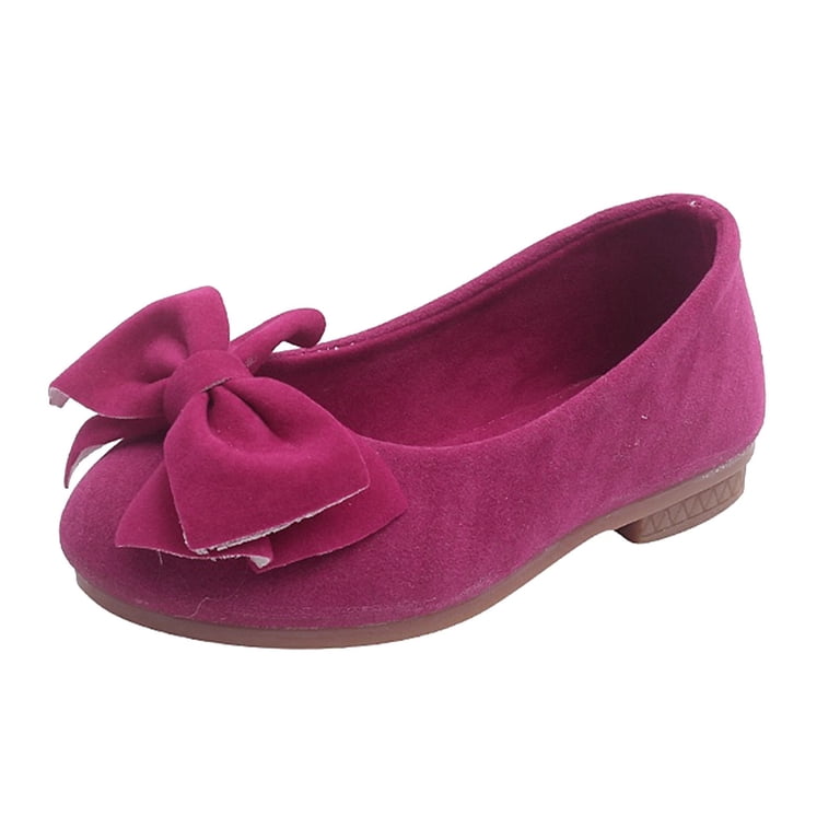 Girls Plain Color Bowknot Mary Jane Dress Shoes(Color:Hot Pink,Size:7) -  Walmart.com