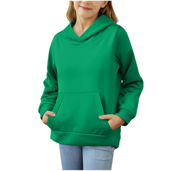Girls Plain Sweatshirt Hoodie Soft Casual Sweatshirts for Girl Boys Hoodie with Pockets Pullover Long Sleeve Tops Solid Color Fleece Hoodies Activewear