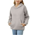 thumbnail image 1 of Girls Plain Sweatshirt Hoodie Soft Casual Sweatshirts for Girl Boys Hoodie with Pockets Pullover Long Sleeve Tops Solid Color Fleece Hoodies Activewear, 1 of 6