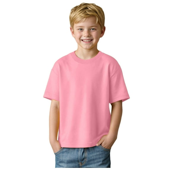 Girls Plain T-Shirts Plain Kids T-Shirts Solid Color Crew Neck Shirts for Boys, Girls & Toddlers, Classic Casual Tops Size for 2-3 Years,Light Pink