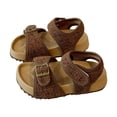 thumbnail image 1 of Girls Platform Sandals Adjustable Strap Cushioned Footbed Nonslip Summer Outdoor Walking Shoes Brown 8.5 Toddler, 1 of 5