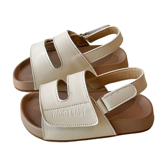 Girls Platform Sandals Comfy Footbed Thick Soft Sole Slingback Open Toe Summer Flat Walking Shoes Beige 11 Little Kid