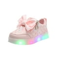 thumbnail image 1 of Girls Platform Slip On LED Light Up Sneakers Soft Comfortable Non Slip Casual Bowknot Walking Shoes, 1 of 3