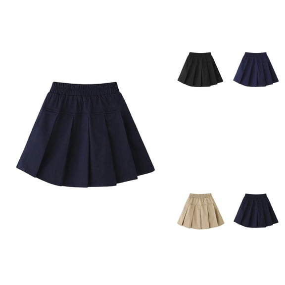 Girls Pleated A-Line Mini Skirt, Elastic Waist School Uniform, Toddler Kids Casual Fall Outfit