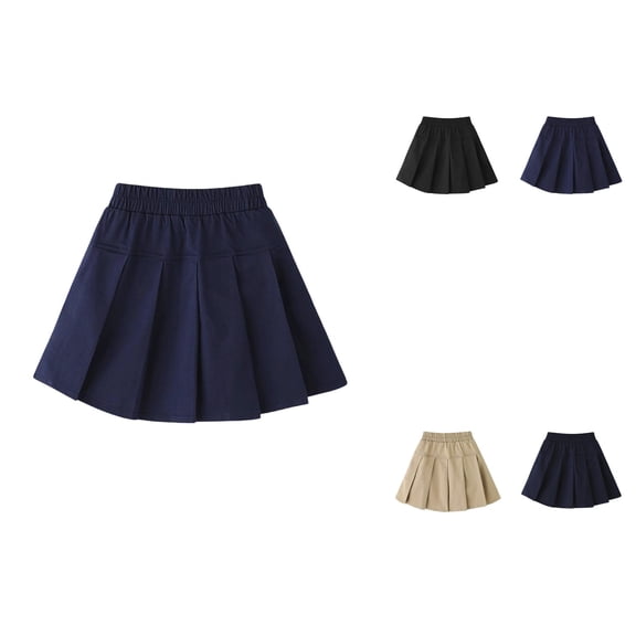 Girls Pleated A-Line Mini Skirt, Elastic Waist School Uniform, Toddler Kids Casual Fall Outfit