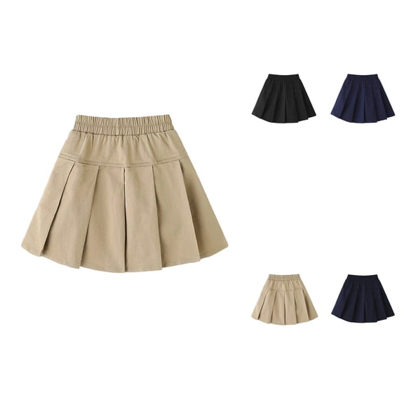 Girls Pleated A-Line Mini Skirt, Elastic Waist School Uniform, Toddler Kids Casual Fall Outfit