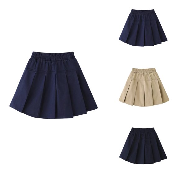 Girls Pleated A-Line Plaid Wool Mini Skirt with Elastic High Waist & Ruffle Flare – Casual Fall Outfit for Toddlers Kids Children Ages 3-13Y