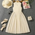 thumbnail image 1 of Girls Pleated Flowy Midi Dress Turtle Neck Sleeveless Wrinkles Solid Long Dresses Swing Ribbed Knit Casual, 1 of 7