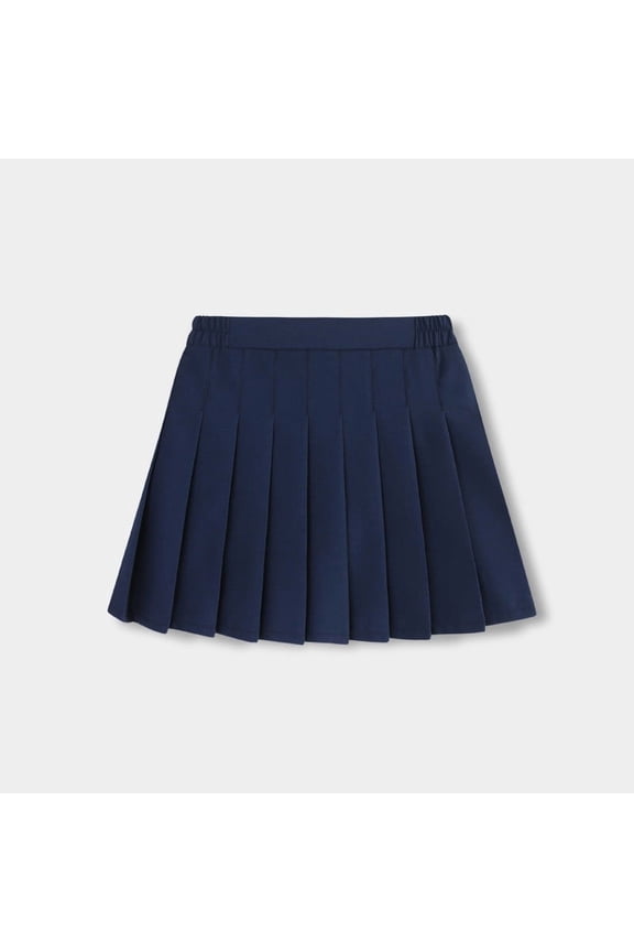 Girls Pleated Mini Skirt High Waist School Uniform Skirts with Bulit-in Short (Navy 17-18 Years)