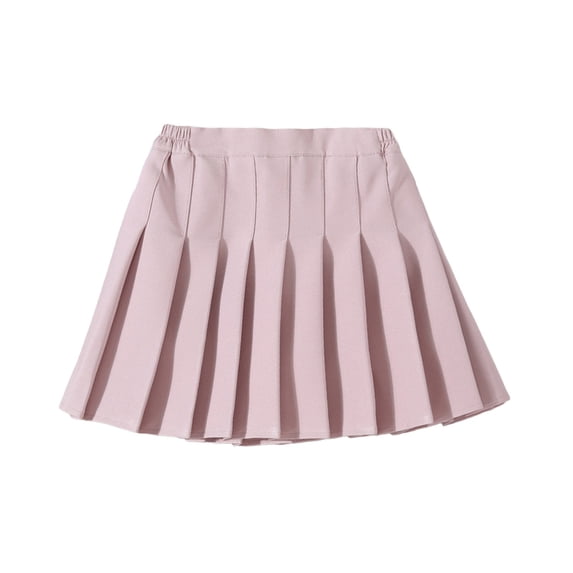 Girls Pleated Mini Skirt High Waist Soild Color Tennis School Dresses Pink ,3-4 Years