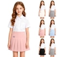 thumbnail image 1 of Girls Pleated Mini Skirt High Waist Solid Bow School Uniform Skirts Tennis Skirt, 1 of 5