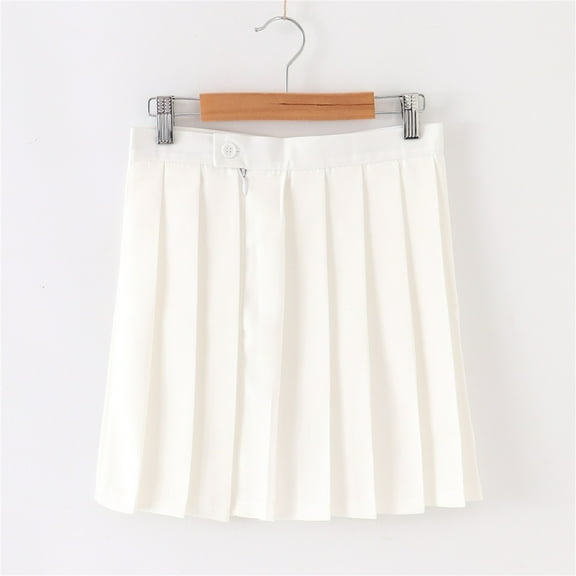 Girls Pleated Mini Skirt Kids Tennis Elastic Waist Classic Uniform Skirts Girls Pleated Athletic Skirt Long White 15Y