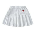 thumbnail image 1 of Girls Pleated Plaid Mini Skirt Girl Skorts Skirt, Kids Summer Casual Stretch Waist Skater Skirts Athletic Uniform Skorts, Kids Fashion Skirt Pleated Skirt White 4-5Y, 1 of 3