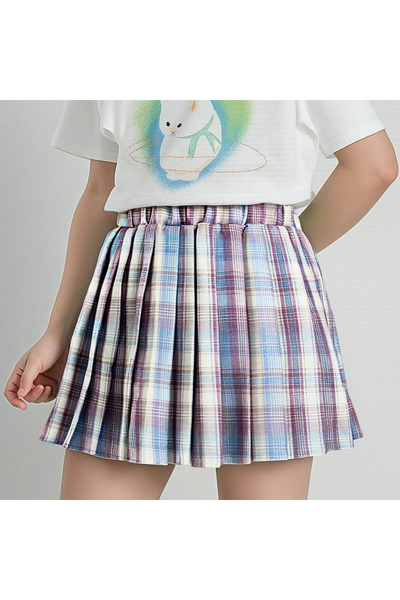 Girls' Pleated Plaid Skirt College Pleated Skirt School School Uniform Skirt for Girls 5-15Y