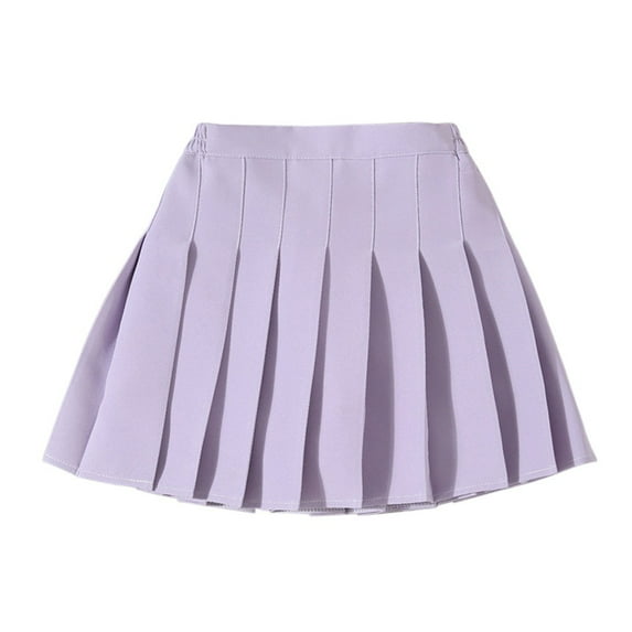 Girls Pleated Plaid Skirt Skirt Pleated Skirt Elastic Waist Solid Color Uniform Skirt for Girls Aged 3-8
