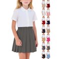 thumbnail image 1 of Girls Pleated Skirt,100%Cotton Elastic Waist Comfortable Versatile School Uniform Skirt Gray, 1 of 8