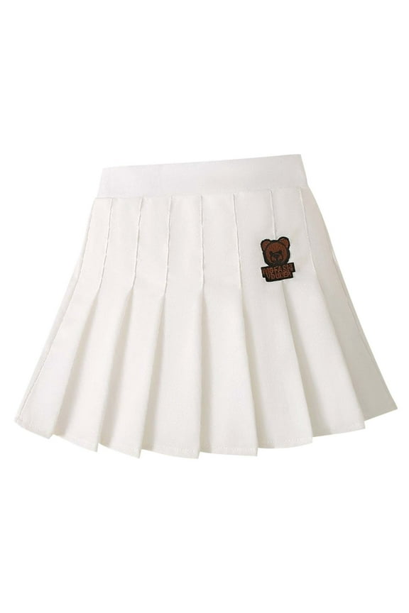 Girls' Pleated Skirt 4-14 Years Cute School Uniform for Girls High Waisted Tennis Skater Mini Skirts (13 Years, White 01)