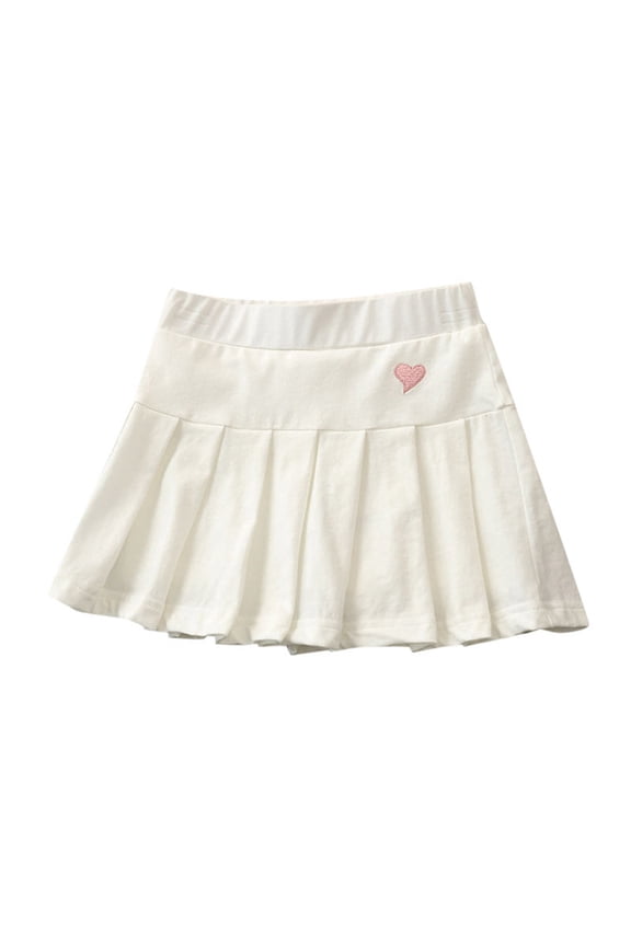 Girls Pleated Skirt Elastic Waist Mini Solid School Bottom Cheer Style Apparel For Daily Matching Campus Wear